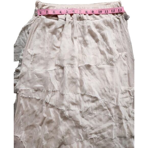 Tempo Paris Silk Angled Tiered Midi Skirt Pink Boho Euro Summer size small - Picture 9 of 10
